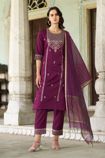 Indyancart VV Rajsi Women Kurta and Pant Sest Viscose Rayon
