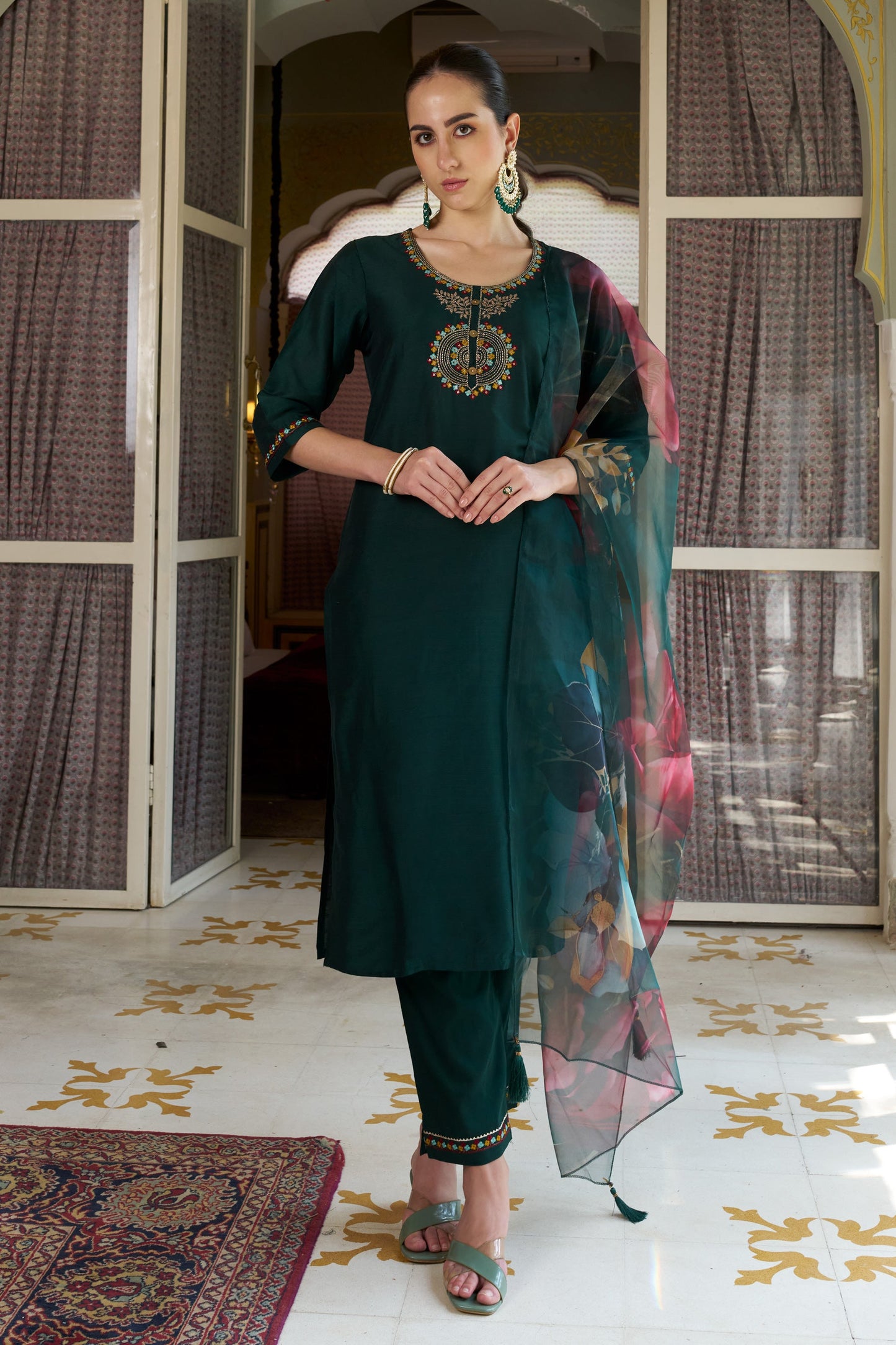 Dhiyona VV Aarti Women Kurta and Pant Sets Cotton Silk Fabric