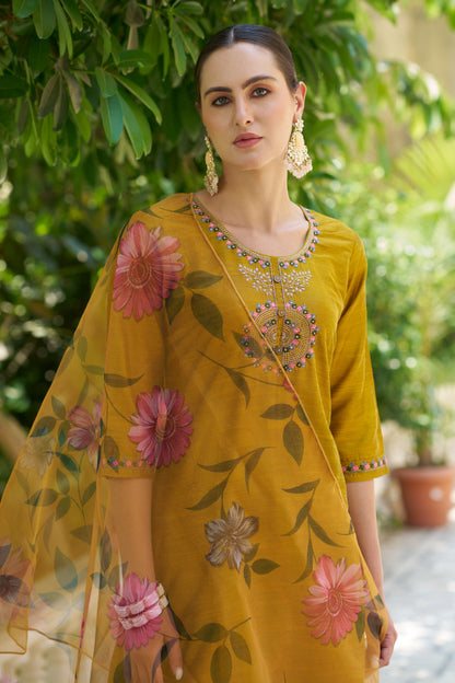 Dhiyona VV Astitva Women Kurta and Pant Sets Cotton Silk Fabric