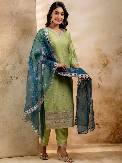 Indyancart VV Chitralekha Chanderi Silk Blend Kurta Set