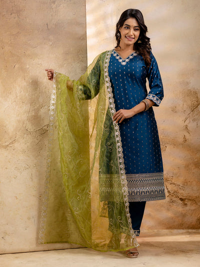 Indyancart VV Chitta Chanderi Silk Blend Kurta Set