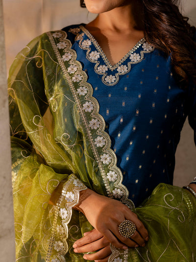 Indyancart VV Chitta Chanderi Silk Blend Kurta Set
