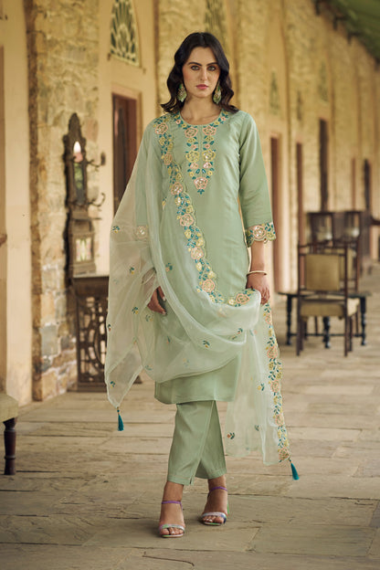 Dhiyona VV Sanskriti Women Kurta and Pant Sets Viscos Roman Silk Fabric