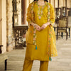 Dhiyona VV Noushin Women's Embroidered Viscose Roman Silk Kurta Pant Set with Organza Dupatta Elegant Lightweight Ethnic Wear