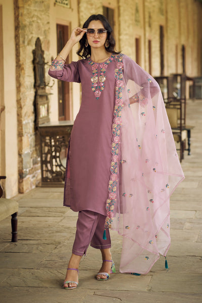 Indyancart VV Utsav Women Kurta and Pant Sets Viscos Roman Silk Fabric