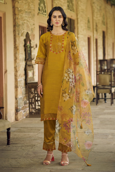 Indyancart VV Ikat Women Kurta and Pant Sets Cotton Silk Fabric