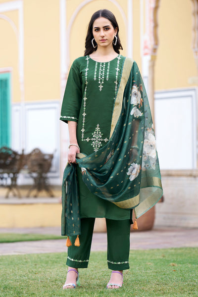 Indyancart VV Sitara Women Kurta and Pant Sets Viscos Roman Silk Fabric