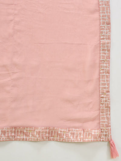 Indyancart VV Kriti Women Kurta and Trouser Duppata Set With Embroidery Cotton Blend