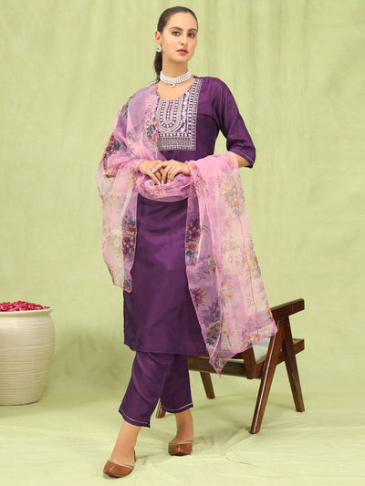 Indyancart VV VredeVogel Women Kurta and Trousers Pant Set Silk Blend