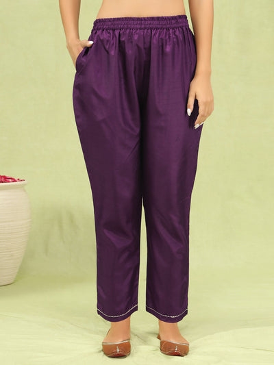 Indyancart VV VredeVogel Women Kurta and Trousers Pant Set Silk Blend