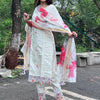 Dhiyona VV Women's Viscose Roman Silk Kurta Pant Dupatta Set