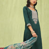 Dhiyona VV Aayushi Womens Viscose Roman Silk Embroidery Straight Kurta Pant with Dupatta Set
