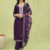 Dhiyona VV Abhaya Womens Viscose Roman Silk Embroidery Straight Kurta Pant with Dupatta Set