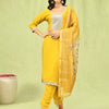 Dhiyona VV Bharthi Womens Viscose Roman Silk Embroidery Straight Kurta Pant with Dupatta Set