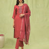Dhiyona VV Aishwarya Womens Viscose Roman Silk Embroidery Straight Kurta Pant with Dupatta Set