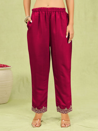 Dhiyona VV Sanjana Womens Viscose Roman Silk Embroidery Straight Kurta Pant with Dupatta Set
