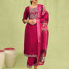 Dhiyona VV Sanjana Womens Viscose Roman Silk Embroidery Straight Kurta Pant with Dupatta Set