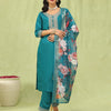 Dhiyona VV Gauri Womens Viscose Roman Silk Embroidery Straight Kurta Pant with Dupatta Set