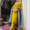 Dhiyona VV Women's Viscose Rayon Embroidered Straight Kurta with Pant & Dupatta Set