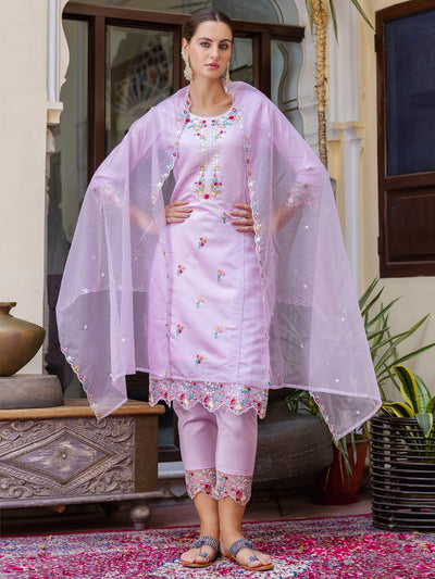 Indyancart VV Women's Kurta and Pant Sets Viscose Roman Silk Fabric
