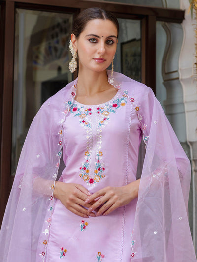 Indyancart VV Women's Kurta and Pant Sets Viscose Roman Silk Fabric
