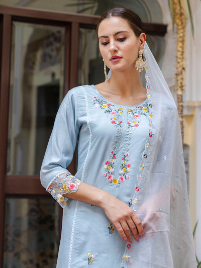 Indyancart VV Women's Kurta and Pant Sets Viscose Roman Silk Fabric