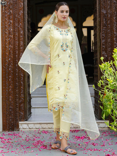 Indyancart VV Women's Kurta and Pant Sets Viscose Roman Silk Fabric