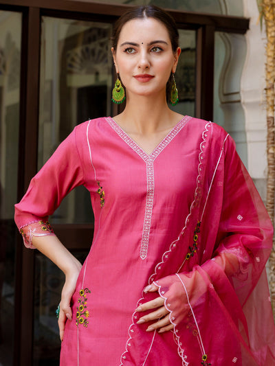Indyancart VV Women's Kurta and Pant Sets Viscose Roman Silk Fabric