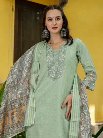 Indyancart VV Women's Silk Blend Kurta Pant Dupatta Set