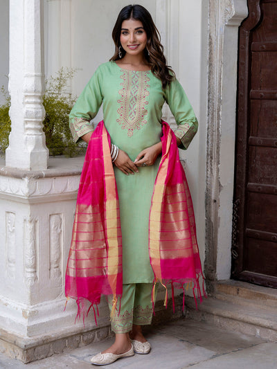 Indyancart VV Women's Kurta Set with Dupatta Foil Print Kurta Set forIndyancart VV Women's