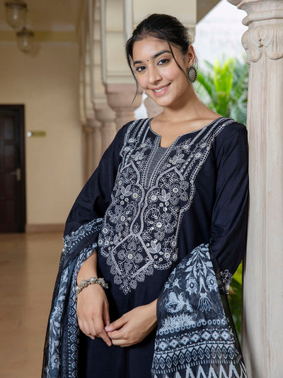 Indyancart VV Women's Silk Blend Kurta Pant Dupatta Set