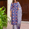 Dhiyona VV Women Cotton Blend Kurta Pant Dupatta Set