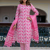Dhiyona VV Women Cotton Blend Kurta Pant Dupatta Set