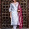 Dhiyona VV Women's Chanderi Kurta & Pant Dupatta Set