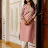 Dhiyona VV Women's Embroidered Silk Blend Straight Kurta