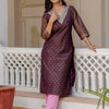 Dhiyona VV Women's Embroidered Silk Blend Straight Kurta