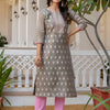 Dhiyona VV Women's Embroidered Silk Blend Straight Kurta