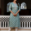 Dhiyona VV Women's Embroidered Silk Blend Straight Kurta