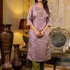 Dhiyona VV Women's Embroidered shimmer Silk Blend Straight Kurta