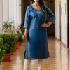 Dhiyona VV Women's Embroidered shimmer Silk Blend Straight Kurta