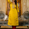 Dhiyona VV Women's Embroidered shimmer Silk Blend Straight Kurta