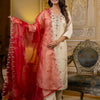 Dhiyona VV Women's Embroidered Silk Blend Calf Length Straight Kurta Trouser with Dupatta Set