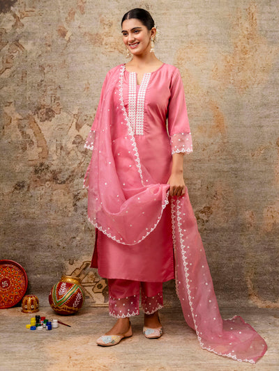Indyancart VV Women's Kurta and Pant Sets Silk Blend  Fabric