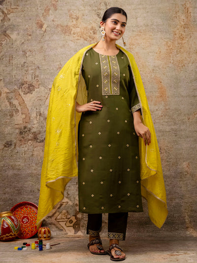 Indyancart VV Women's Kurta and Pant Sets Silk Blend Fabric