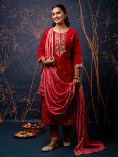 Indyancart VV Women's Kurta and Pant Sets Silk Blend Fabric