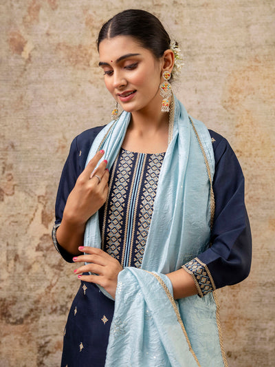 Indyancart VV Women's Kurta and Pant Sets Silk Blend Fabric