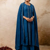 Dhiyona VV Women's Embroidered Silk Blend Calf Length Flare Kurta with Palazzo & Dupatta Set