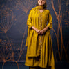 Dhiyona VV Women's Embroidered Silk Blend Calf Length Flare Kurta with Palazzo & Dupatta Set