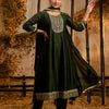 Dhiyona VV Women's Embroidered Silk Blend Anarkali Kurta Pant With Dupatta Set