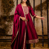 Dhiyona VV Women's Embroidered Silk Blend Anarkali Kurta Pant With Dupatta Set